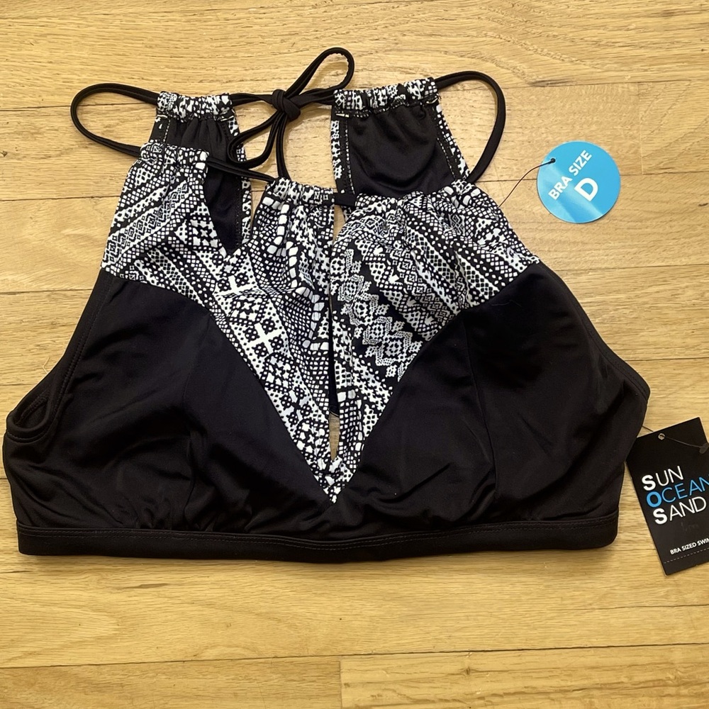 BRA SIZED SWIMWEAR - 38D  Deep Plunge Front - Split Racer Back. NWT
